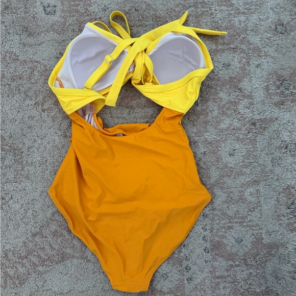 Yellow and Orange Women Swim One Piece swim suit - Picture 8 of 8